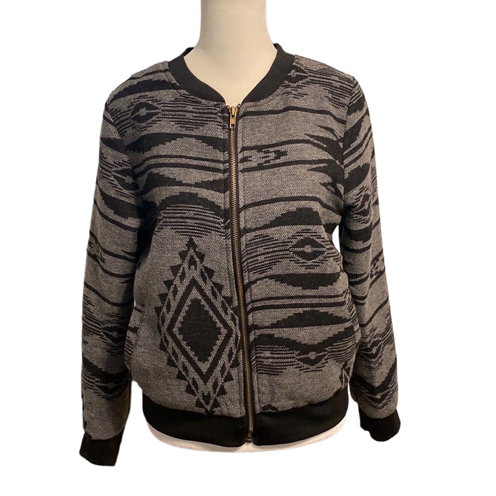 BOHO tribal print full zip jacket